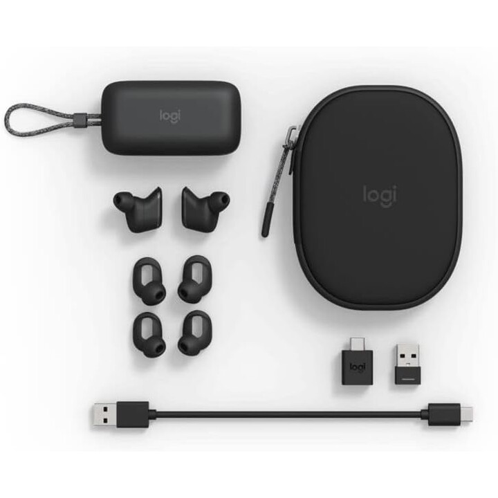 Logitech Zone True Wireless Stereo (TWS) In-Ear-Kopfhörer, Bluetooth, Anrufe/Musik, Graphit