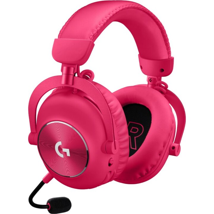 Fones de ouvido sem fio e com fio Logitech G PRO X 2, faixa para jogos, Bluetooth, magenta