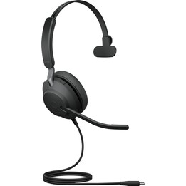 Fones de ouvido com fio Jabra Evolve2 40 SE, faixa de cabeça para chamadas/música, USB tipo C, preto