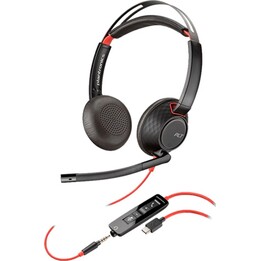 POLY Blackwire 5220 Wired Headphones Headband Calls/Music USB Type C Black, Red