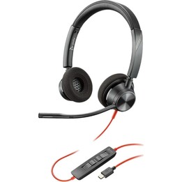 Cuffie cablate POLY Blackwire 3320 per ufficio/call center USB Type-C, nere, rosse