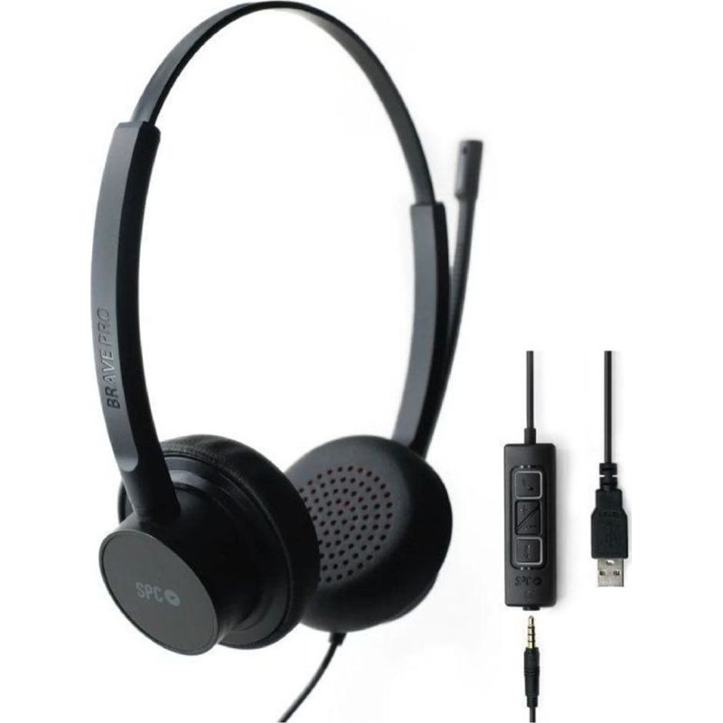 Casque SPC Brave Pro avec microphone, prise jack 3,5 mm, USB, noir