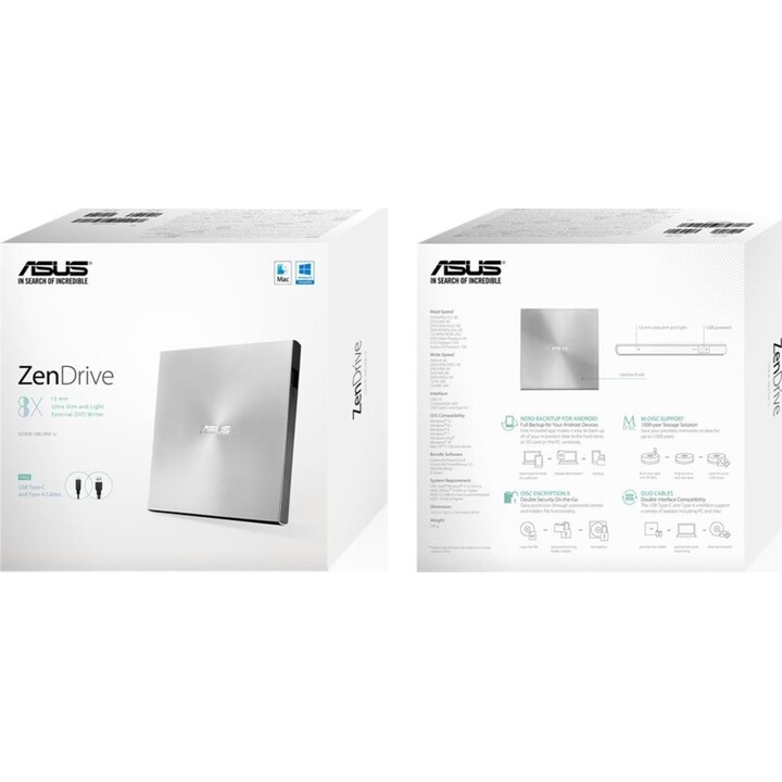 Asus ZenDrive U9M Optisches Laufwerk DVD±RW Silber
