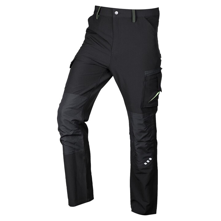 Pantaloni da lavoro Mix&Match, elasticizzati in 4 direzioni, nero-verde, taglia L