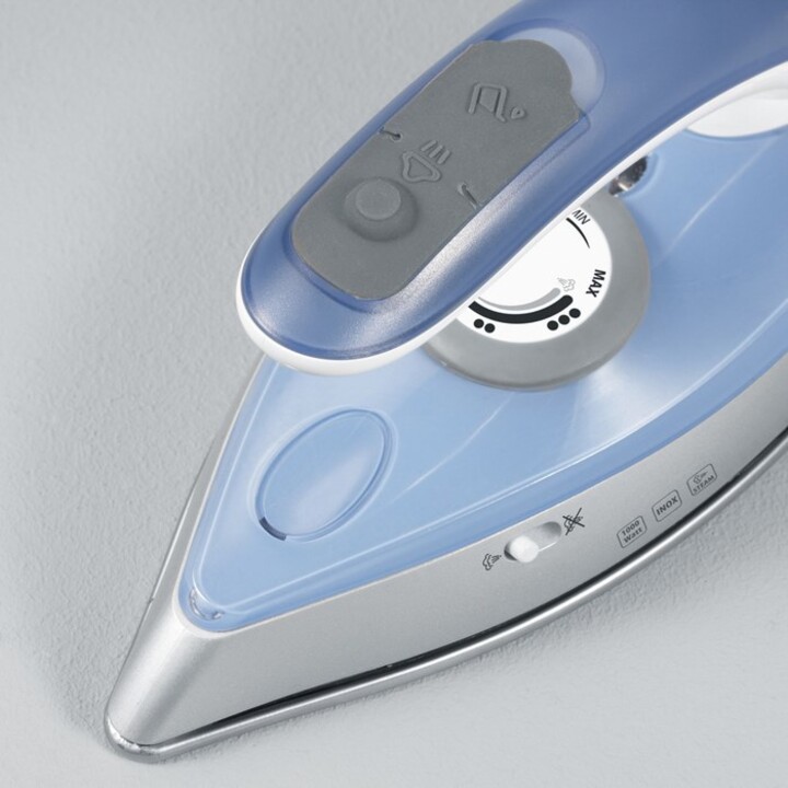 Severin BA 3234 fer à repasser Fer à repasser à sec ou à vapeur Semelle en acier inoxydable 1000 W Bleu, Argent