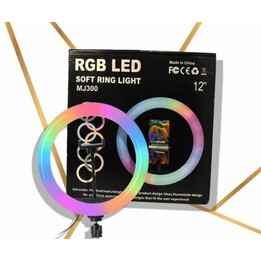 Anillo LED RGB MJ300 de 30 cm para selfies y TikTok + trípode de 1 m