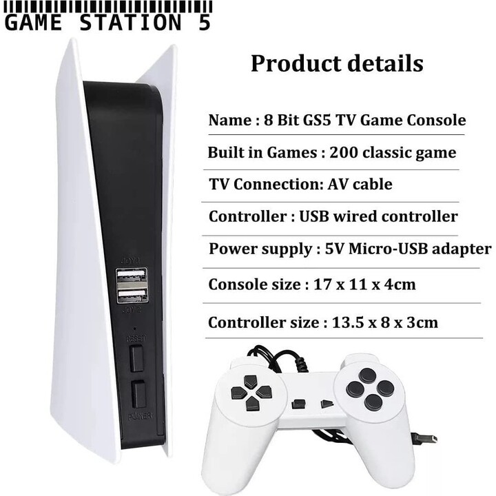 Console de jeux vidéo rétro Game Station 5 / 2 100 jeux / Deux manettes incluses / Ex-83108