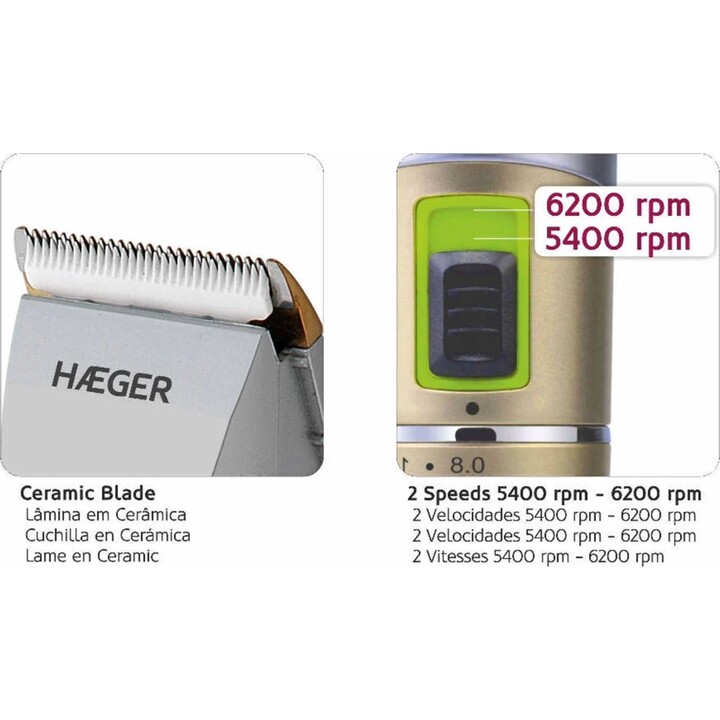Haeger HC-WG3.011a Professional wiederaufladbares Haar Clipper Gold