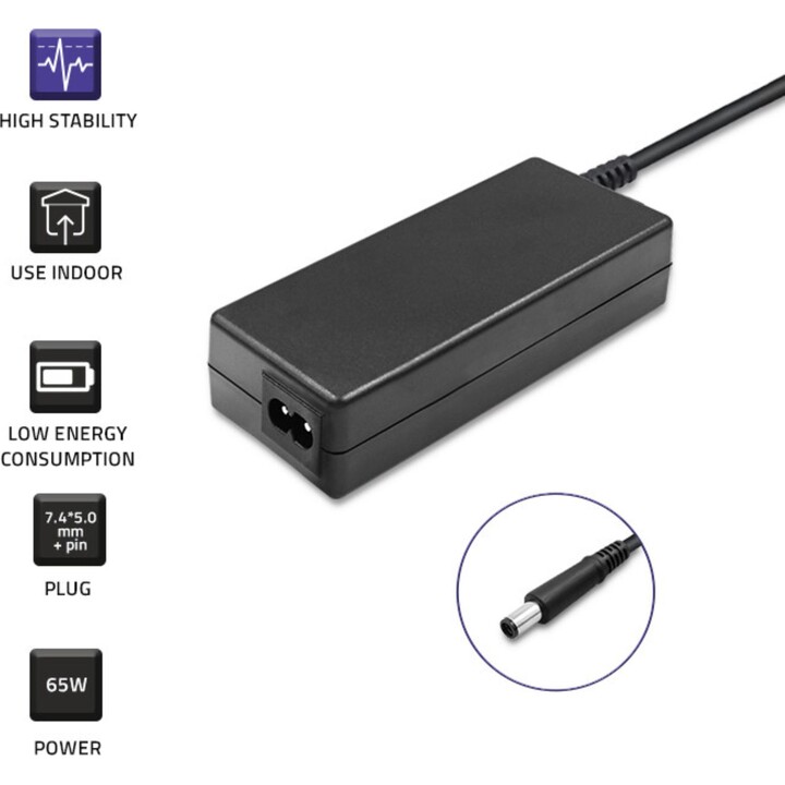 Qoltec 51519.65W Power Adapter for Dell | 65W | 19.5V | 3.34A | 7.4 * 5.0 + pin | + power cord