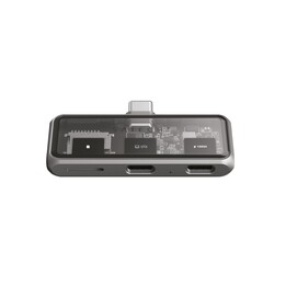 Hub USB-C PD e leitor MicroSD cinza