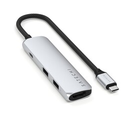 Adaptador USB-C Slim 4 em 1 Satechi 4K - prata