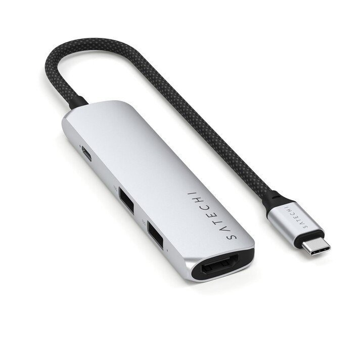 Adaptador USB-C Slim 4 em 1 Satechi 4K - prata