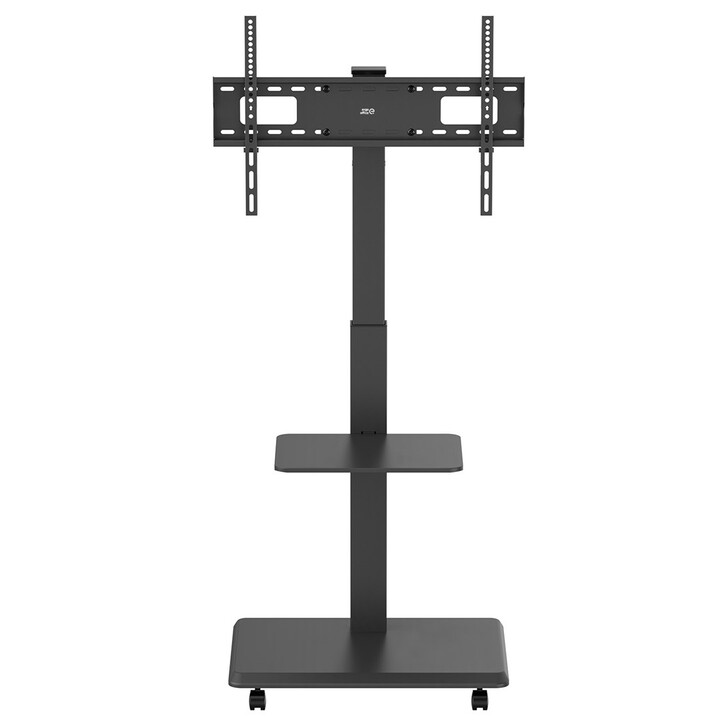 Ergo-Office TV stand/trolley, max. load 50 kg / shelf 5 kg, max. VESA 600x400, integrated power strip, black, 