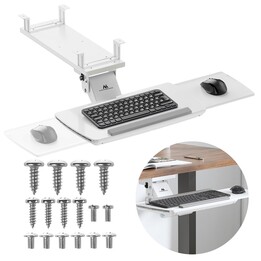Supporto per tastiera sotto la scrivania Maclean, regolabile, max. 5 kg, bianco, MC-156 W