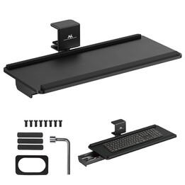 Suporte para teclado embaixo da mesa Maclean, carga máxima de 5 kg, ajustável horizontal e verticalmente, preto, MC-108 B