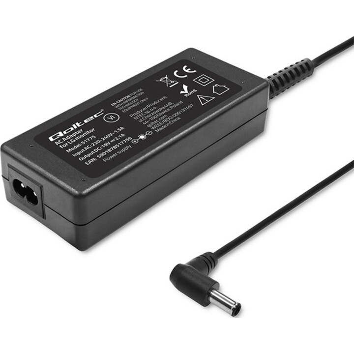 Qoltec 51775 Adaptateur secteur pour moniteur LG 19V | 2.1A | 40W | 6.5*4.4 | + câble d'alimentation