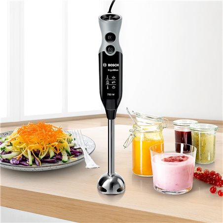 BOSCH ERGOMIXX Black BLENDER - 750W - 12 SPEED+TURBO - QUATTROBLADE BLADES - Chopper - ROD - MEASURED MIXER GLASS