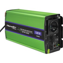 Adaptador de energia e inversor Qoltec Monolith Auto 1200 W Verde