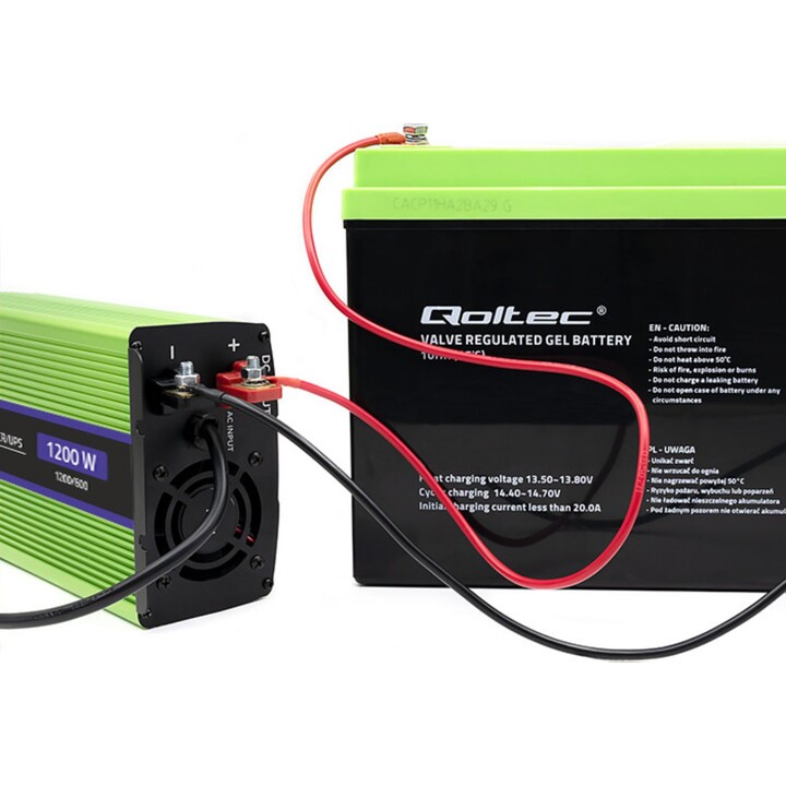 Alimentatore e inverter Qoltec Monolith Auto 1200 W Verde