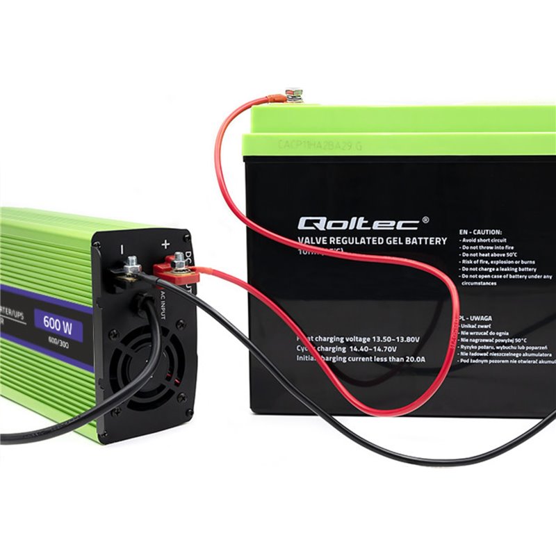 Qoltec Monolith power adapter and inverter Auto 600 W Green
