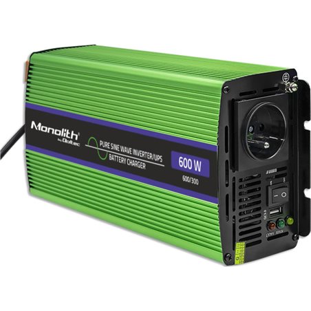 Qoltec Monolith power adapter and inverter Auto 600 W Green
