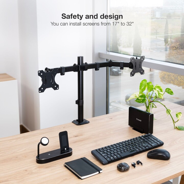 Supporto per 2 monitor TooQ DB1802TN-B/ fino a 8 kg