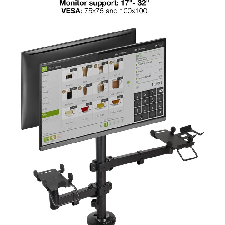 Unterstützungfür2 Monitore, POS, Drucker, Terminal und Reader TooQ TQPM0002/ bis zu 9 kg