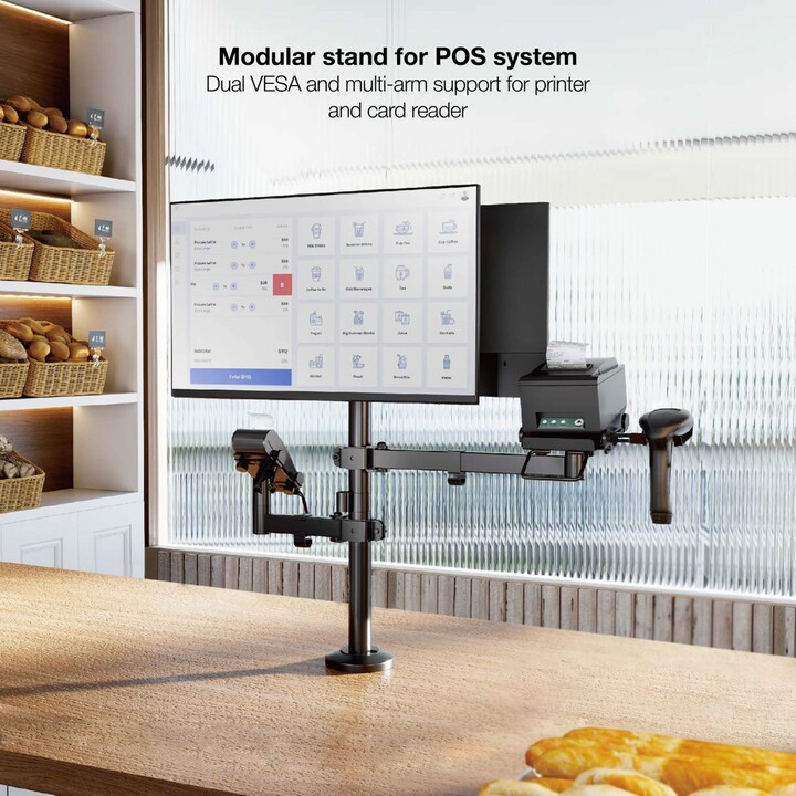 Unterstützungfür2 Monitore, POS, Drucker, Terminal und Reader TooQ TQPM0002/ bis zu 9 kg