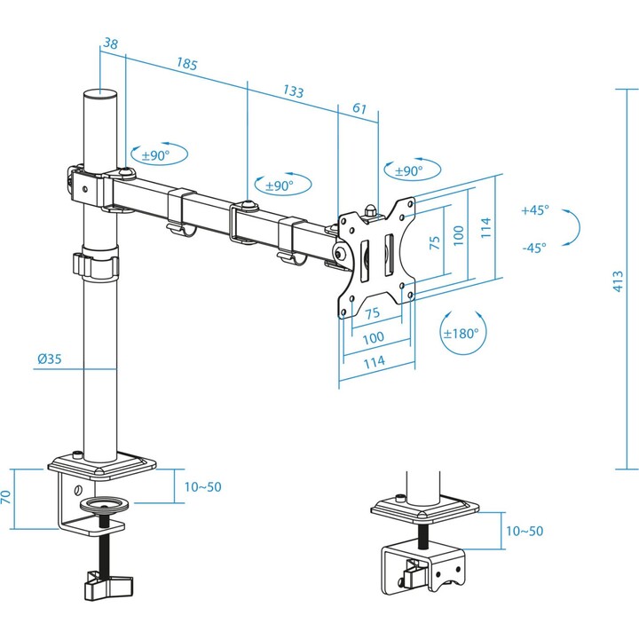 Suporte para monitor TooQ DB1801TN-B/ até 8kg