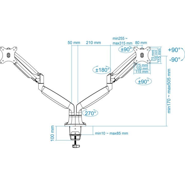 TooQ Suporte DB3132TNR-S para 2 monitores