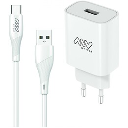12W USB Wall Charger + USB-C Cable White