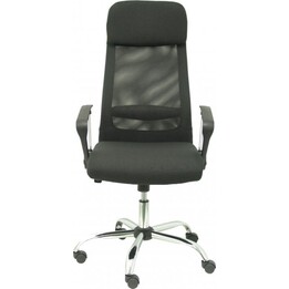 Piqueras y Crespo Silla basculante oficina Esteras giratoria de metal ergonómica con cabecero, apoyo lumbar y respaldo fijo