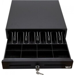 Cajón portamonedas Iggual de 42 cm, hierro 50, color negro