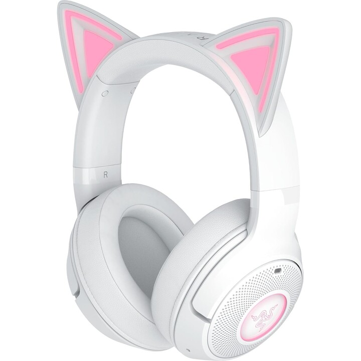 Razer Kraken Kitty V2 Bt, auriculares Bluetooth Wireless Bluetooth con orejas de gatito, blanco