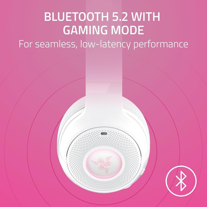 Razer Kraken Kitty V2 Bt, auriculares Bluetooth Wireless Bluetooth con orejas de gatito, blanco