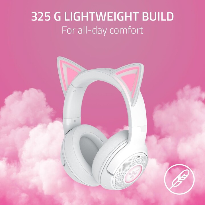 Razer Kraken Kitty V2 Bt, auriculares Bluetooth Wireless Bluetooth con orejas de gatito, blanco