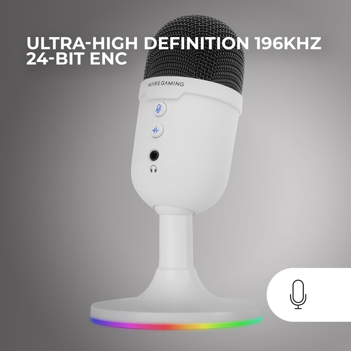 Micrófono Mars Gaming MMIC-CX/ USB 2.0/ Blanco