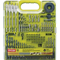 Ensemble d'accessoires pour perceuse et visseuse Ryobi, 90 pièces