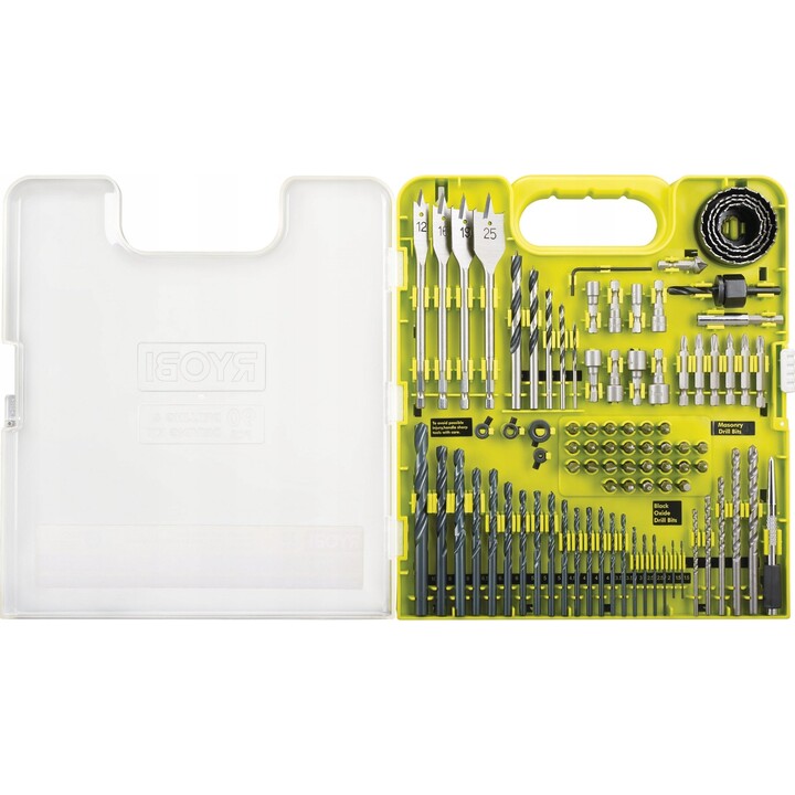 Ryobi, Coffret d'accessoires pour perceuse et visseuse, 90 pièces, étui de rangement, vert/noir
