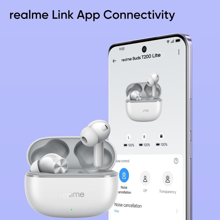 Realme Buds T200 Lite, Bluetooth em fones de ouvido, Storm Grey