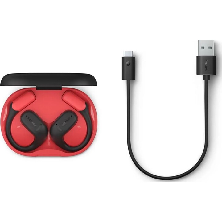 Philips TAA6709BK Bluetooth Sports Headphones with Charging Case/ 7h Battery Life/ Black and Red