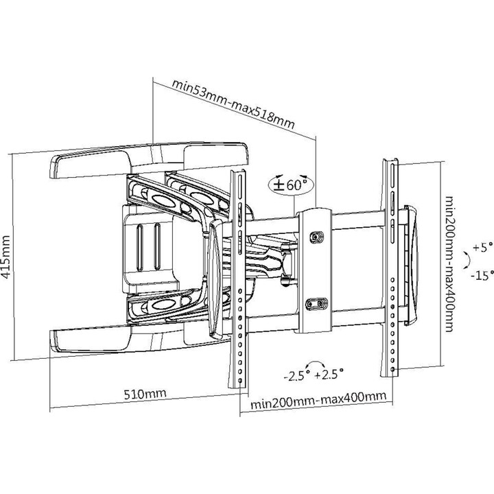 Supporto Equip Tv Lcd 32"-55" 50Kg Incl-Girat