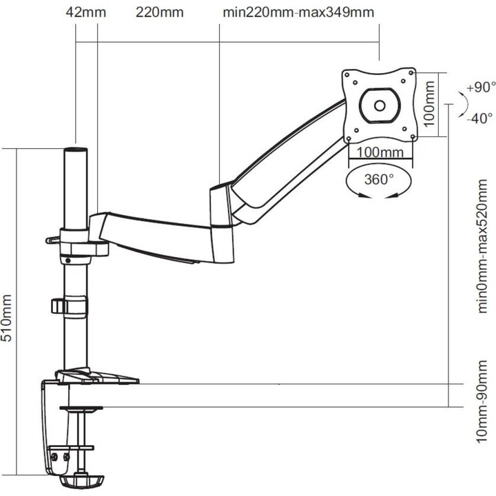 Equip 650112 Soporte de Escritorio Articulado para Monitor de 13"-27"