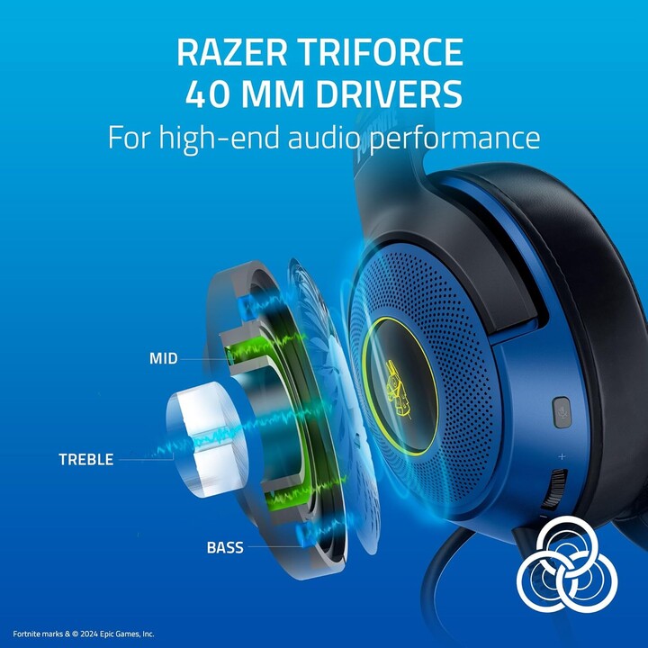Razer Kraken V3 X - Headset para jogos USB com fio Fortnite Edition