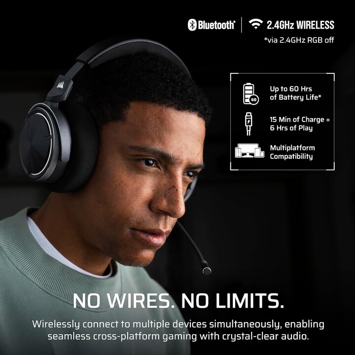 Fones de ouvido sem fio Corsair Virtuoso Max pretos Ca-9011372-ww