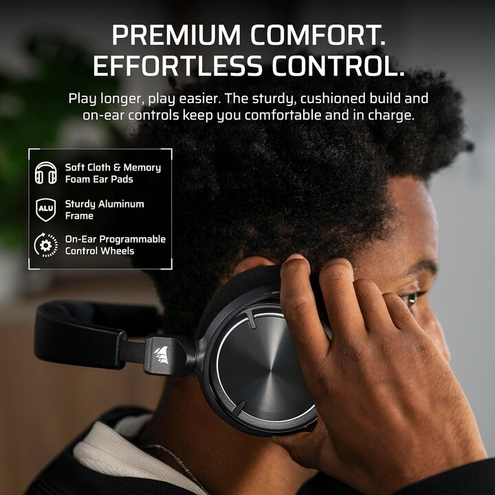 Fones de ouvido sem fio Corsair Virtuoso Max pretos Ca-9011372-ww