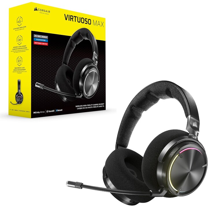 Fones de ouvido sem fio Corsair Virtuoso Max pretos Ca-9011372-ww
