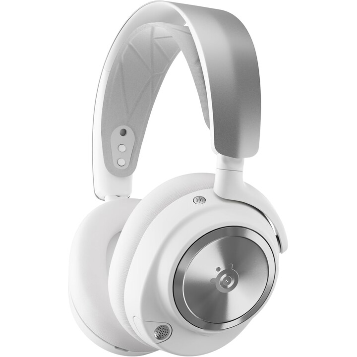 Steelseries Arctis Nova Pro Fones de ouvido sem fio Faixa de cabeça sem fio e com fio para jogos Bluetooth prateado, branco
