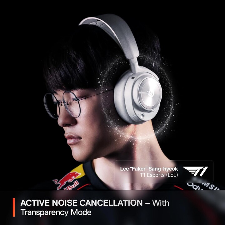 Steelseries Arctis Nova Pro Fones de ouvido sem fio Faixa de cabeça sem fio e com fio para jogos Bluetooth prateado, branco