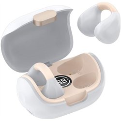 Cool stereo bluetooth headphones earbuds clip white